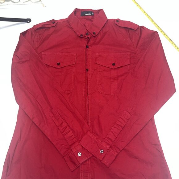 TheLees Men's Size XL Dress Shirt Red Button Down Long Sleeve Collared - Picture 3 of 15